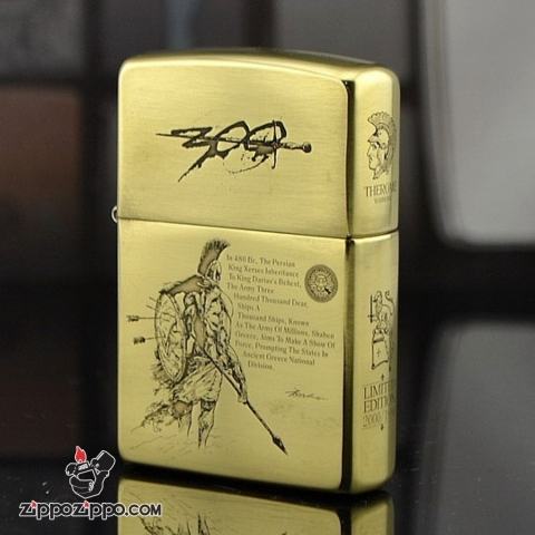Bật lửa Zippo Đồng Bóng phiên bản Armor Khắc 300 chiến binh
