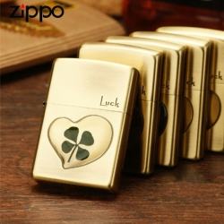 Bật lửa zippo đồng khắc cỏ bốn lá - Mã SP: ZPC0294