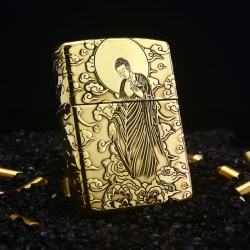 Bật lửa Zippo Đồng Khắc Đức Phật Vân Mây Bao Quanh Bản Armor - Mã SP: ZPC2380