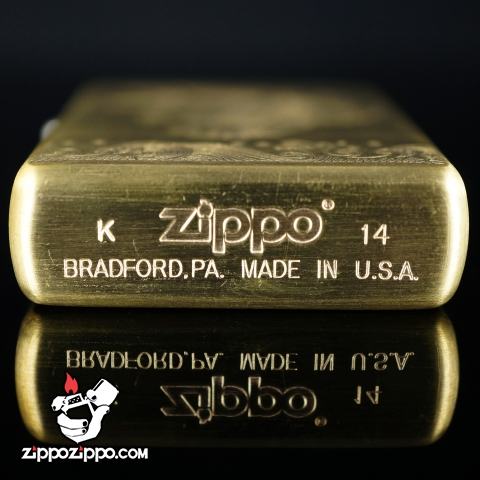 Bật lửa zippo đồng khắc hình cá chép vượt vũ môn