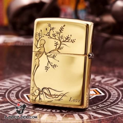 Bật Lửa Zippo đồng Khắc Hình Cây Tình Yêu Cùng Lời Thề Bên Nhau