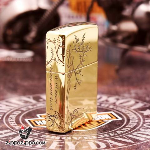 Bật Lửa Zippo đồng Khắc Hình Cây Tình Yêu Cùng Lời Thề Bên Nhau