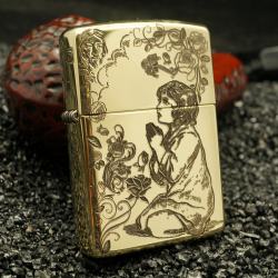 Bật Lửa Zippo Đồng Khắc Hình Cô Gái Chắp Tay Cầu Nguyện Armor - Mã SP: ZPC2213-169