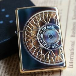 Bật lửa Zippo Đồng khắc hình la bàn - Mã SP: ZPC0411