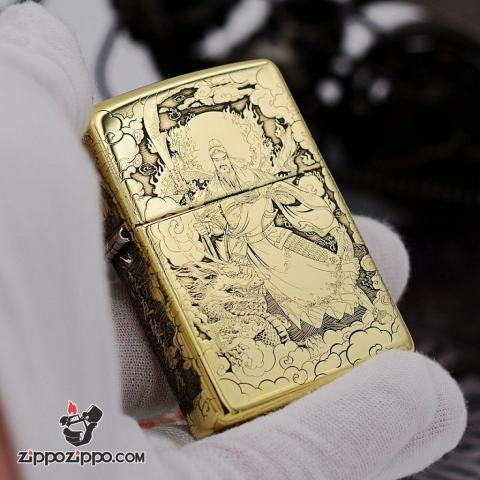 Bật Lửa Zippo đồng Khắc Hình Quan Vũ 