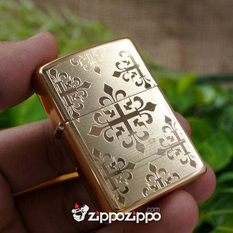 BẬT LỬA ZIPPO ĐỒNG KHẮC HOA VĂN SANG TRỌNG