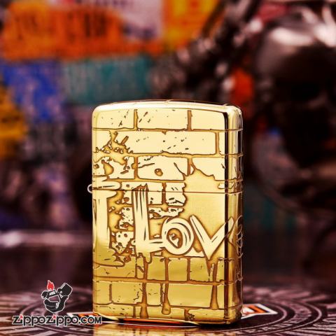 Bật Lửa Zippo đồng Khắc I LOVE YOU