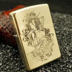 Bật Lửa Zippo Đồng Khắc Nữ Chiến Binh Samurai - Mã SP: ZPC2214-254
