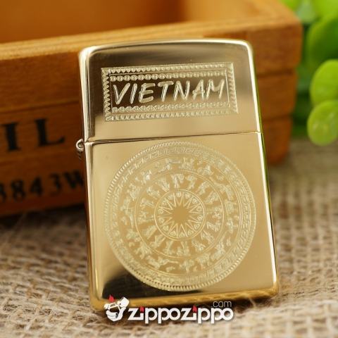 bật lửa zippo đồng khắc trống đồng có chữ