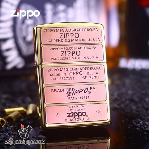 Bật lửa Zippo đồng khối khắc 12 mộc đáy zippo qua các thời kỳ Bản Hai Màu