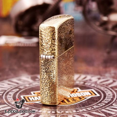 Bật lửa Zippo đồng khối khắc Báo đốm châu Mỹ