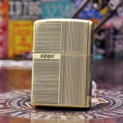 Bật lửa Zippo đồng khối khắc ô vuông kẻ sọc - Mã SP: ZPC2457-254