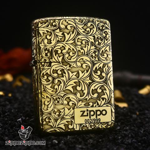 Bật lửa Zippo đồng vỏ dày armor khắc hoa văn Ả Rập Arabesque bản giới hạn