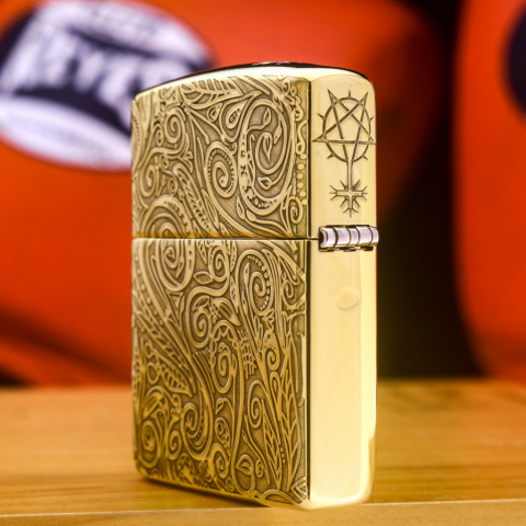 Bật Lửa Zippo Hình Khắc Hoa Văn Ngôi Sao Lucifer Phiên Bản Vỏ Dầy Armor