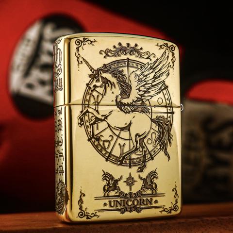 Bật Lửa Zippo Hình Khắc Kì Lân  Unicon Bản Vỏ Dầy  ARMOR