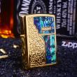 Bật Lửa Zippo Hoa Văn Khảm Trai Tính Tế Sang Trọng Màu Vàng