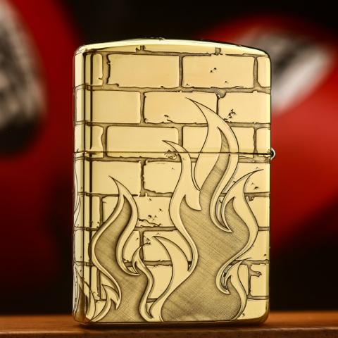 Bật lửa zippo khắc bức tường ngọn lửa Zippo bản Armor