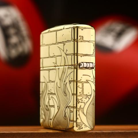 Bật lửa zippo khắc bức tường ngọn lửa Zippo bản Armor