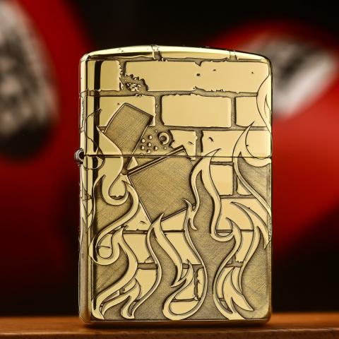 Bật lửa zippo khắc bức tường ngọn lửa Zippo bản Armor