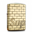 Bật lửa Zippo khắc bức tường Supreme bản armor đồng bóng