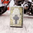 Bật Lửa Zippo Khắc Chữ Thập Và Kinh Thánh Màu Bạc Bản Ốp Nổi