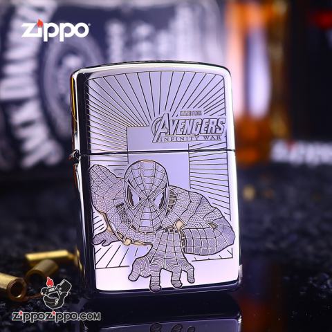 Bật Lửa Zippo Khắc Hình Người Nhện Bản Armor
