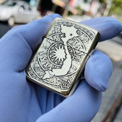 Bật Lửa Zippo Khăc Họa Tiết Trống Đồng Việt Nam bản armor