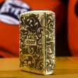 Bật Lửa Zippo Khắc Hoa Văn Kèm Logo Zippo Bản Armor Giới Hạn