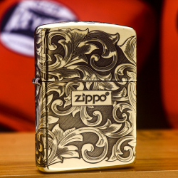Bật Lửa Zippo Khắc Hoa Văn Kèm Logo Zippo Bản Armor Giới Hạn - Mã SP: ZPC3286-169 