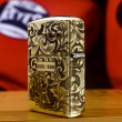 Bật Lửa Zippo Khắc Hoa Văn Kèm Logo Zippo Bản Armor Giới Hạn