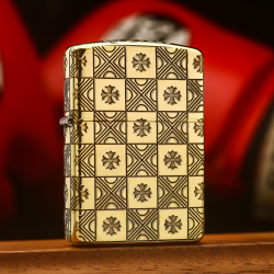 Bật lửa zippo khắc hoa văn ý Caro bản armor đồng bóng - Mã SP:  ZPC3319-169