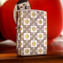 Bật lửa zippo khắc hoa văn ý Caro bản mạ Chrome - Mã SP: ZPC3319-250