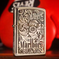 Bật Lửa Zippo Khắc Hoa Văn Zippo Marlboro Mạ Chrome Phổ Màu - Mã SP: ZPC3307-250D