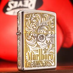 Bật Lửa Zippo Khắc Hoa Văn Zippo Marlboro Mạ Chrome - Mã SP: ZPC3307-250