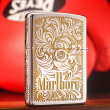 Bật Lửa Zippo Khắc Hoa Văn Zippo Marlboro Mạ Chrome