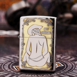 Bật lửa Zippo khắc Hot Cowgirl Sexy mạ Chrome - Mã SP:  ZPC1787-250