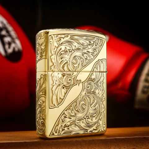 Bật Lửa Zippo Khắc Lô Gô Hoa Văn Trái Tim