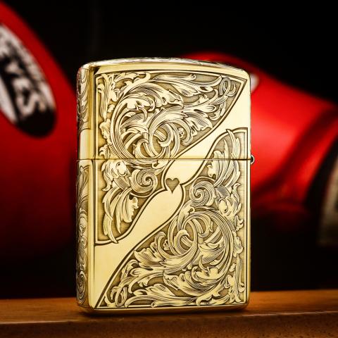 Bật Lửa Zippo Khắc Lô Gô Hoa Văn Trái Tim