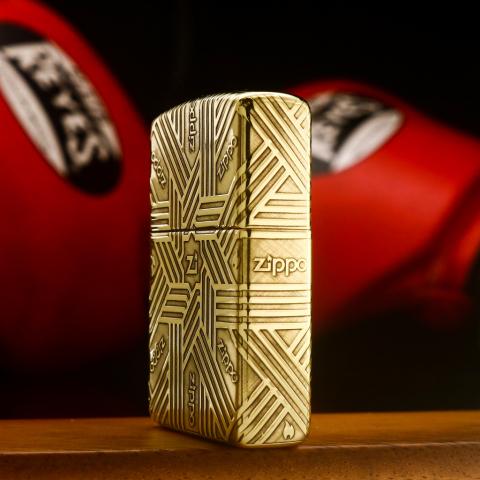 Bật lửa Zippo khắc logo họa tiết Layer bản armor đồng bóng