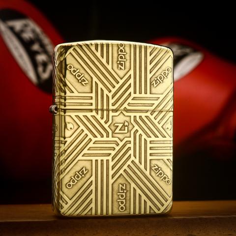 Bật lửa Zippo khắc logo họa tiết Layer bản armor đồng bóng