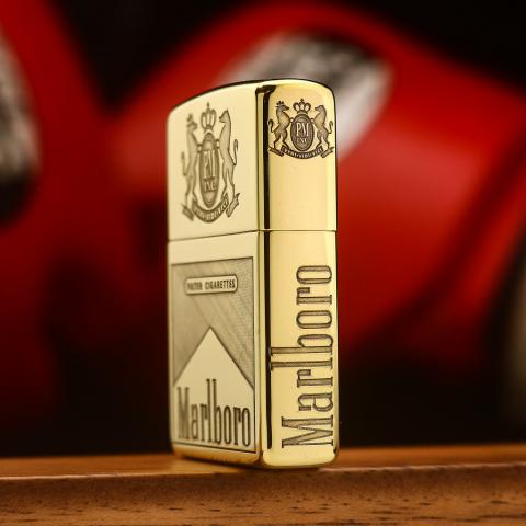 Bật lửa Zippo khắc Marlboro 2 mặt bản đồng bóng giới hạn