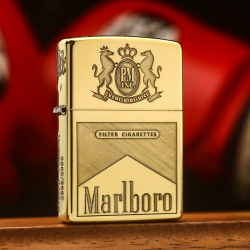 Bật lửa Zippo khắc Marlboro 2 mặt bản đồng bóng giới hạn - Mã SP:  ZPC3322-254