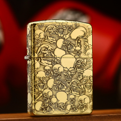 Bật lửa zippo khắc nổi hình Đầu Lâu bản Armor đồng bóng - Mã SP: ZPC3314-169