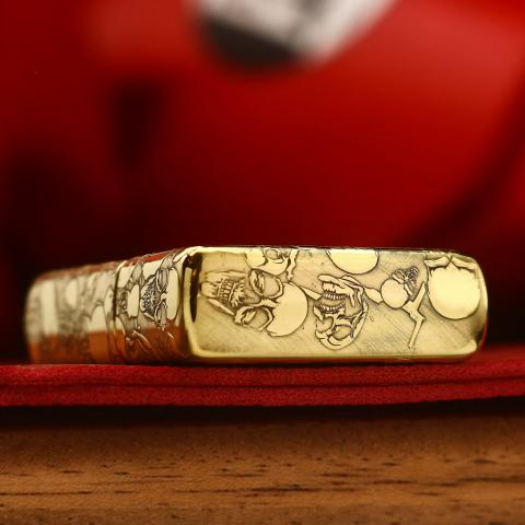 Bật lửa zippo khắc nổi hình Đầu Lâu bản Armor đồng bóng