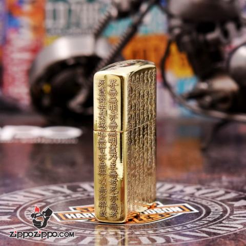 Bật lửa Zippo khắc nổi Tâm kinh đồng bóng bản Amor
