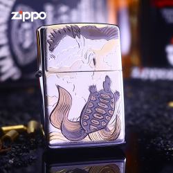 Bật Lửa Zippo Khắc Ông Rùa Vàng May Mắn - Mã SP: ZPC2572