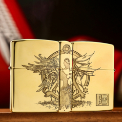Bật lửa Zippo khắc thiên thần và ác quỷ bản đồng bón - Mã SP: ZPC3320-254
