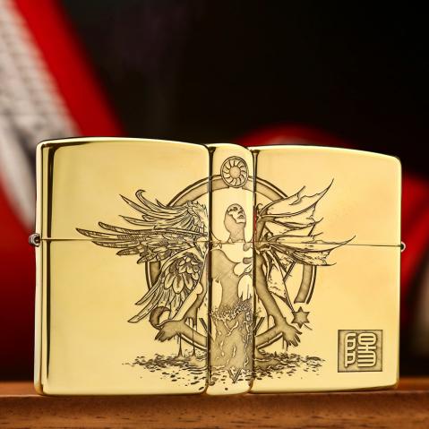 Bật lửa Zippo khắc thiên thần và ác quỷ bản đồng bón