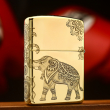 Bật lửa zippo khắc voi Thái Lan bản Armor đồng bóng