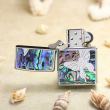 Bật Lửa Zippo Mạ Bạc Khảm Trai Xanh Hình Bướm Xinh
